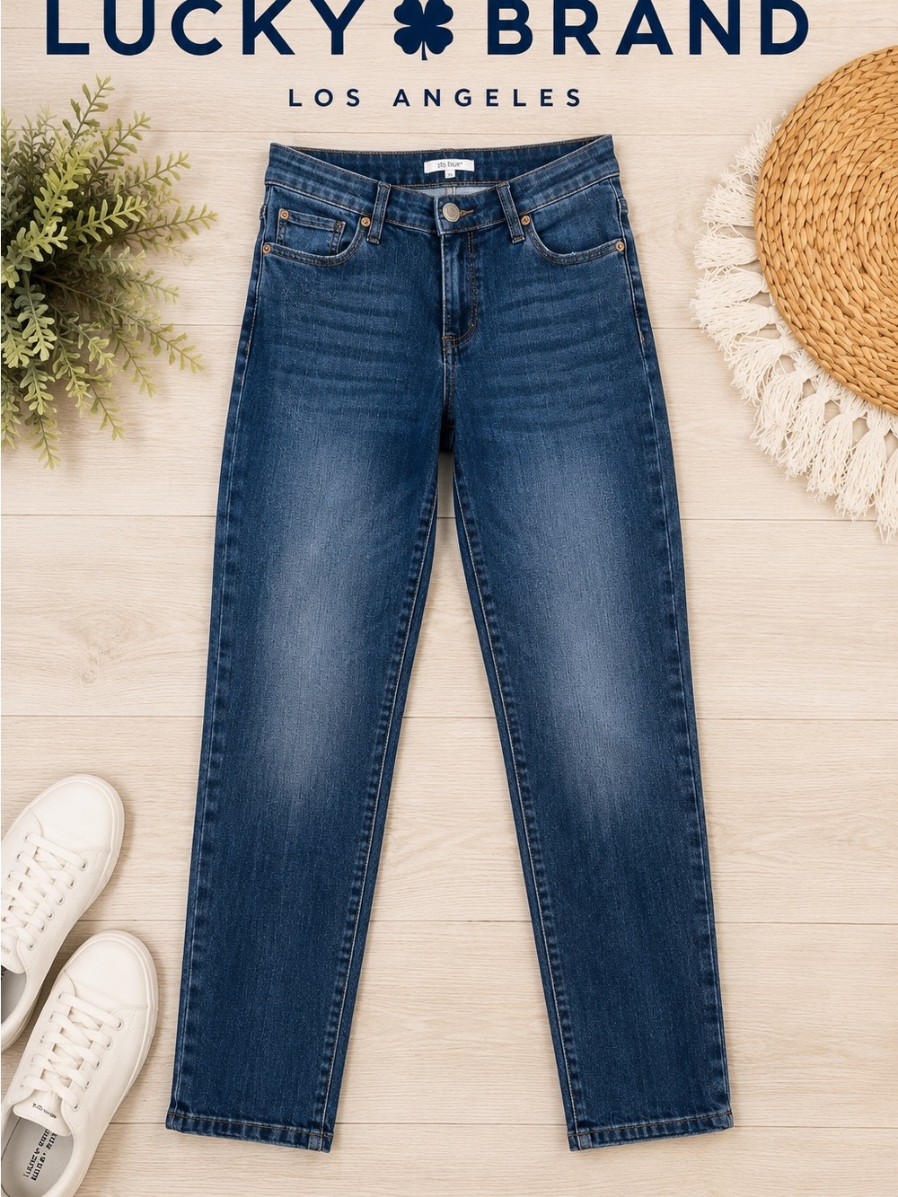 Lucky Brand Dark Medium Blue Straight-Leg Women's Jeans size 2/26 High Rise